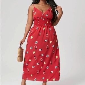 NWT pineapple 🍍 red silk dress
